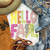 Hello Fall Lightening Bolt Screen Print Heat Transfer