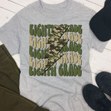 Eighth Grade Camo Lightening Bolt DTF Heat Transfer