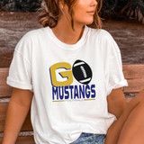 Go Mustangs Football Gold/Navy DTF Transfer