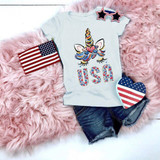 USA Unicorn Glitter Sublimation Transfer