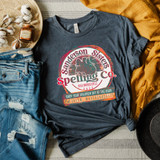 Sanderson Sisters Spelling Co. DTF Transfer - Fun Halloween-themed graphic T-shirt with a circular logo, featuring text about Salem, Massachusetts, and a witch hat illustration.