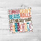 Turkey Gravy Beans Rolls Die Cut Sticker