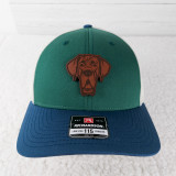 Great Dane Uncropped Leather Hat Patch, colorful baseball cap with a brown leather Great Dane dog patch embroidered on the front