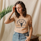 Support American Farmers & Ranchers Screen Print Heat Transfer, graphic design featuring a steer skull and text supporting farmers and ranchers.