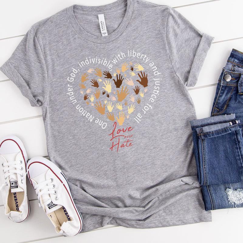 Love Over Hate Love Over Indifference Screen Print Heat Transfer ...