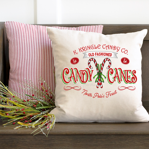 Old Fashioned Candy Canes Screen Print Heat Transfer