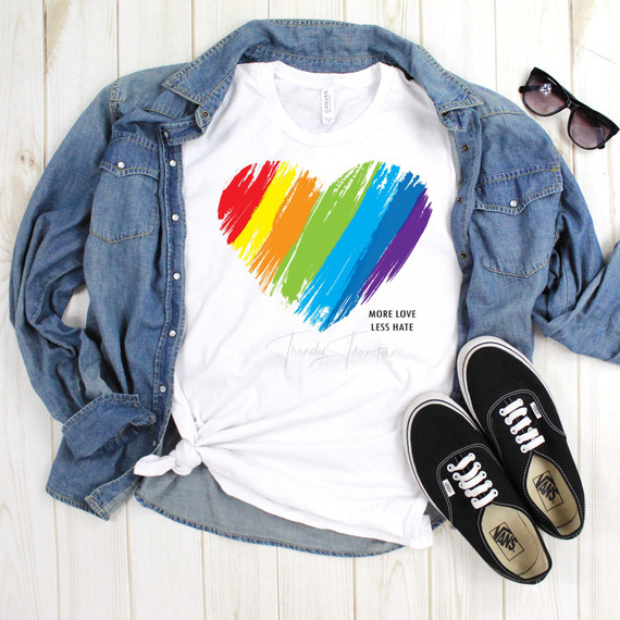 Brush Stroke Rainbow Heart More Love Less Hate Pride Sublimation Transfer