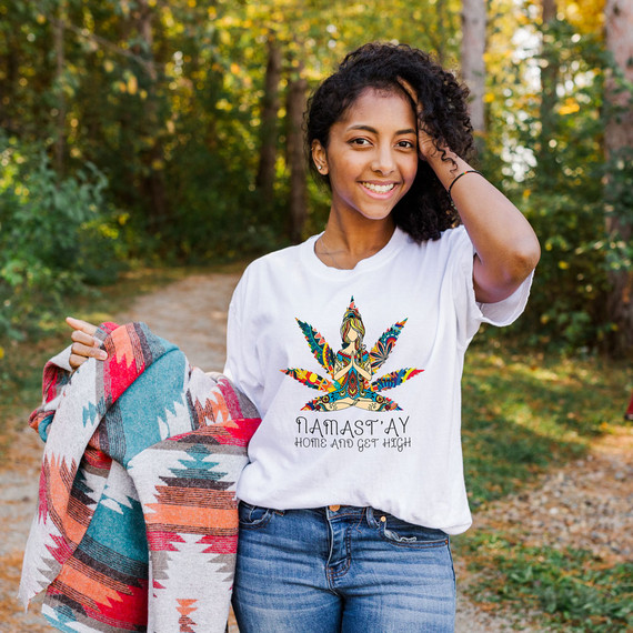 Namastay Home and Get High Humor DTF Heat Transfer