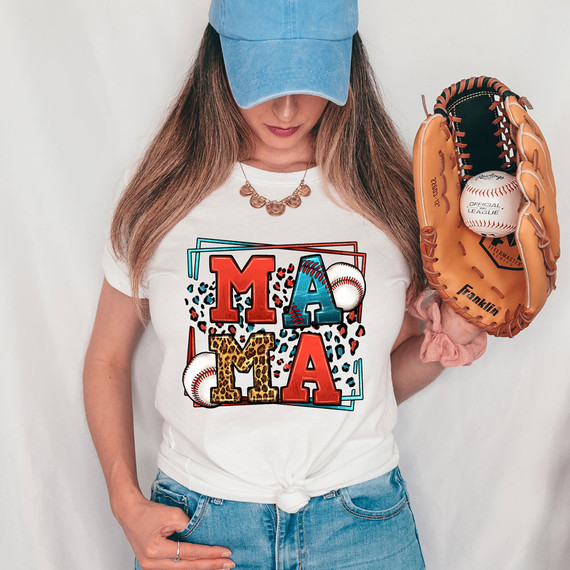Leopard Baseball Mama DTF Heat Transfer, colorful and trendy design for Mother's Day or baseball moms.