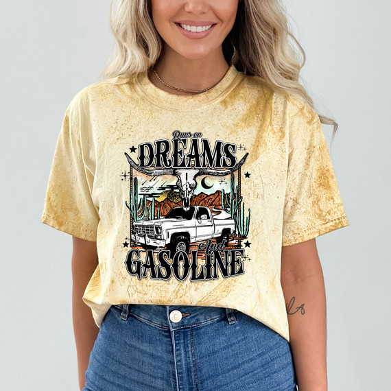 Runs On Dreams And Gasoline DTF Heat Transfer