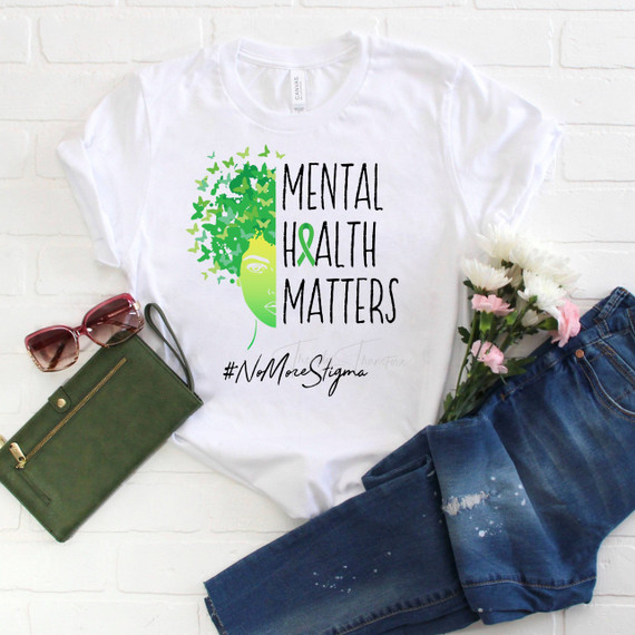 Green Ribbon Mental Health Awareness Butterfly Sublimation Transfer