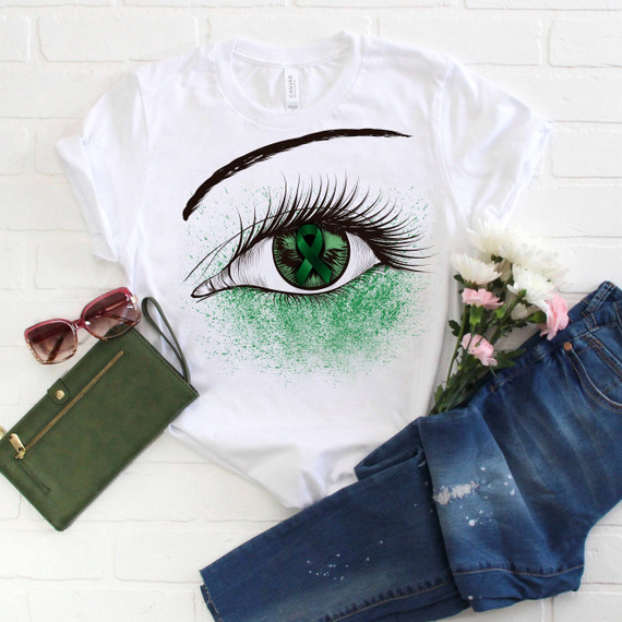 Green Ribbon Leukemia Awareness Glitter Eye Sublimation Transfer Green Ribbon Leukemia Awareness Glitter Eye Sublimation Transfer