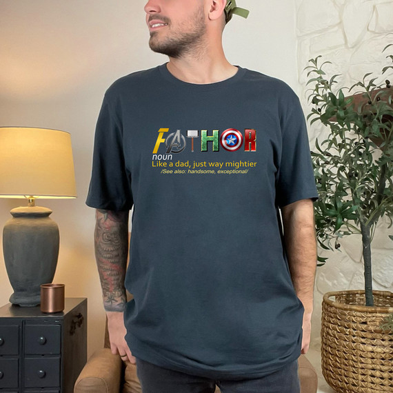 Fathor DTF Heat Transfer, custom superhero-themed T-shirt design.