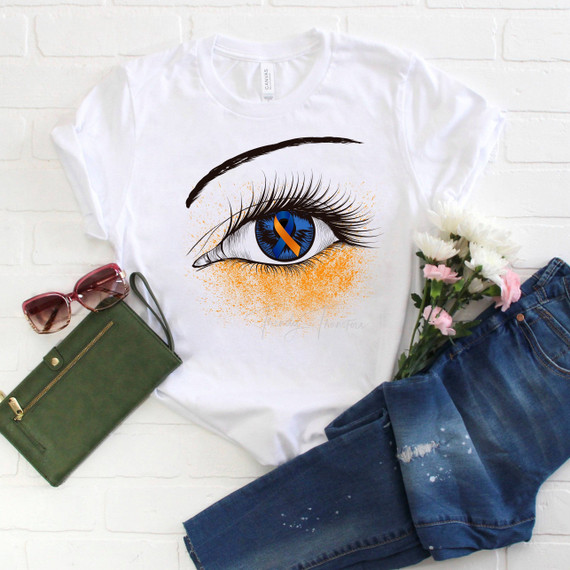 Blue and Orange Ribbon Leukemia Awareness Glitter Eye Sublimation Transfer Blue and Orange Ribbon Leukemia Awareness Glitter Eye Sublimation Transfer