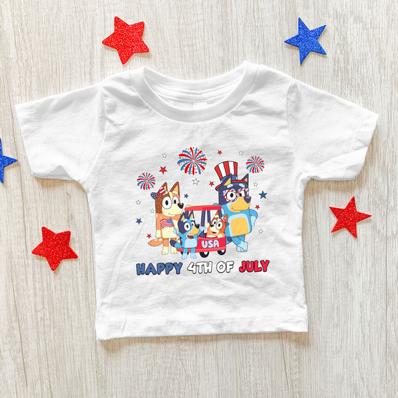 Happy 4th Of July Blue Dog DTF Heat Transfer