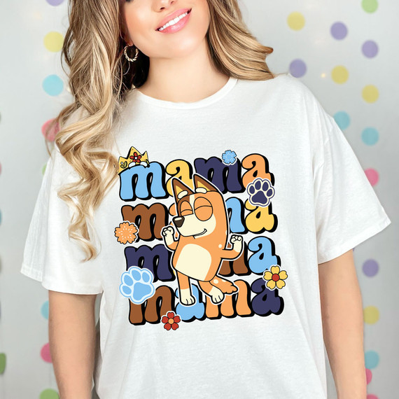 Retro Mama Blue Dog DTF Heat Transfer