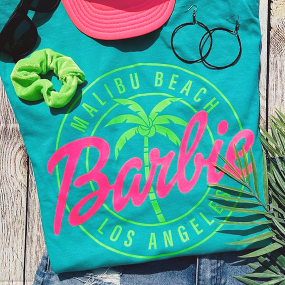 Barbie NEON Pink and Green Screen Print Heat Transfer