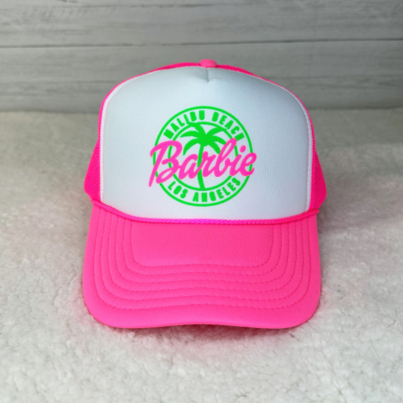 Barbie NEON Pink and Green Hat/Pocket Screen Print Heat Transfer