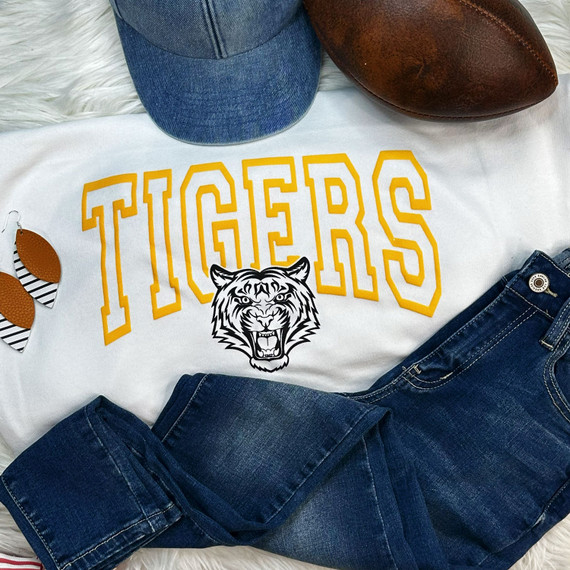 Tigers Gold PUFF Screen Print Heat Transfer