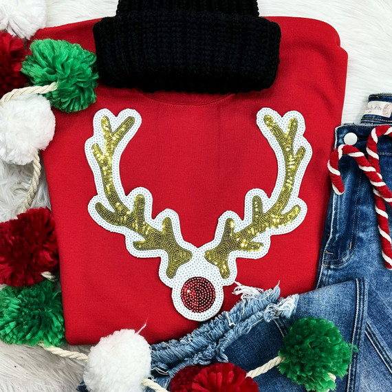 Reindeer Sequins Chenille Patch