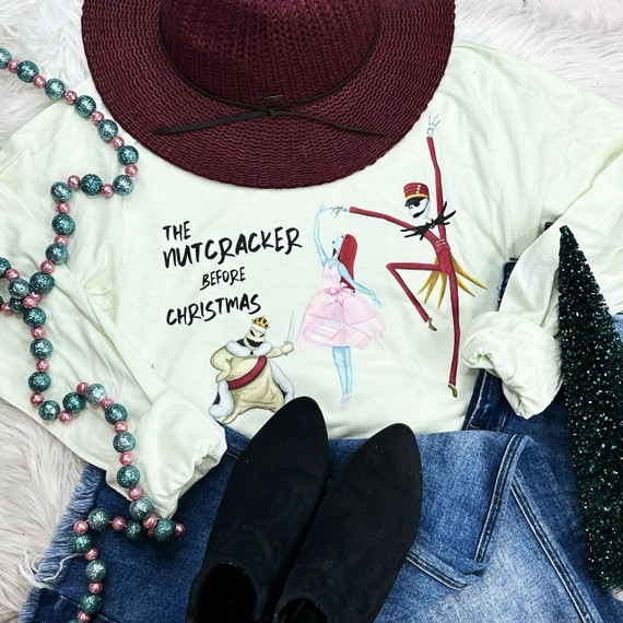 The Nutcracker Before Christmas Screen Print Heat Transfer, colorful graphic featuring The Nutcracker characters on a Halloween costume or festive apparel.