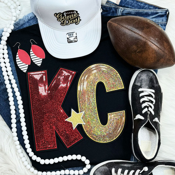 KC Sequin Patch, colorful glittery sequined letter patches for clothing decoration.