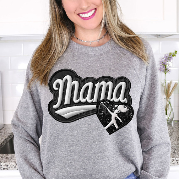 Colorguard Mama Heart FAUX Embroidery DTF Heat Transfer