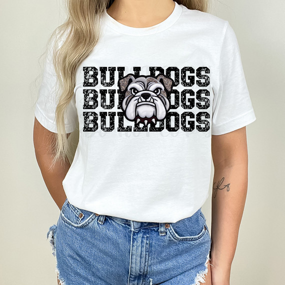 Bulldogs Stacked Faux Embroidery DTF Heat Transfer