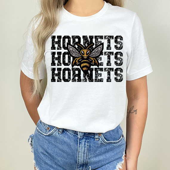 Hornets Stacked Faux Embroidery DTF Heat Transfer