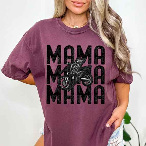 Mama Motocross Stacked Faux Embroidery DTF Heat Transfer