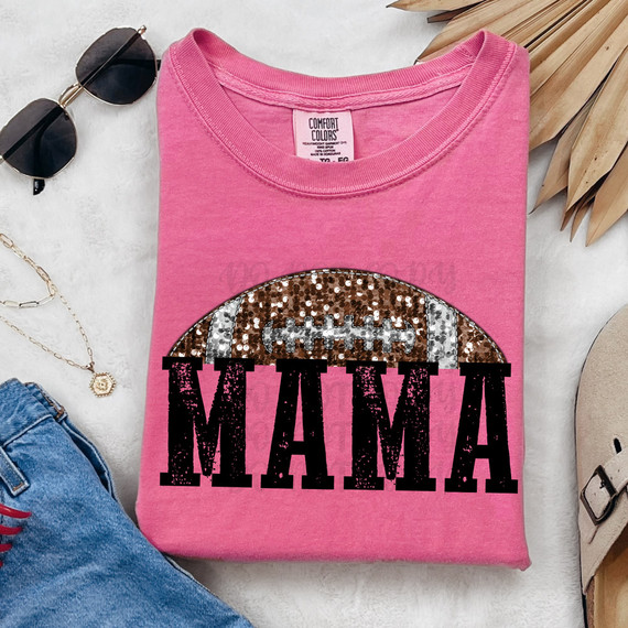 Football Mama Faux Sequins DTF Heat Transfer