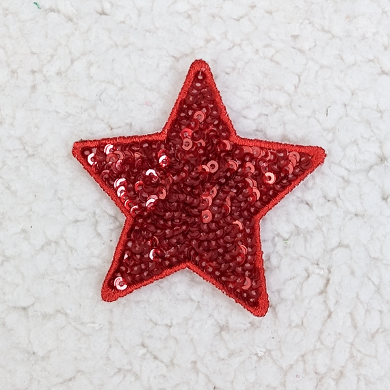 RED sequin STAR HAT/POCKET Patch