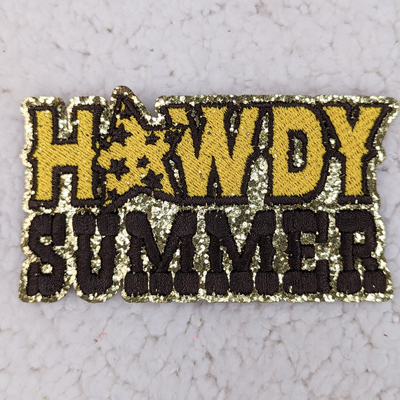 Howdy Summer Embroidered Glitter HAT/POCKET Patch