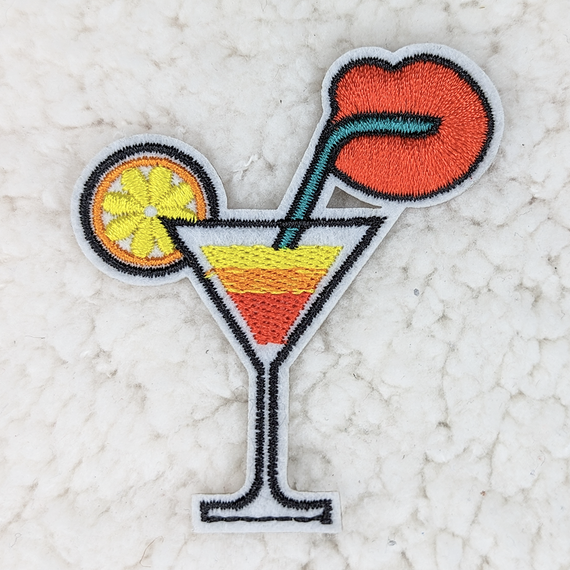 Sunset Martini Embroidered  HAT/POCKET Patch