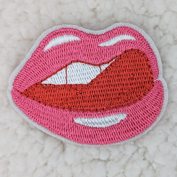 Lips Embroidered  HAT/POCKET Patch