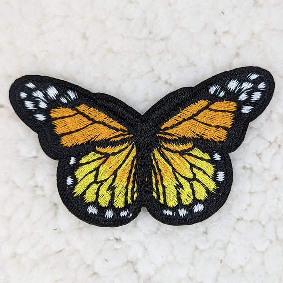 Yellow Orange Butterfly Embroidered  HAT/POCKET Patch