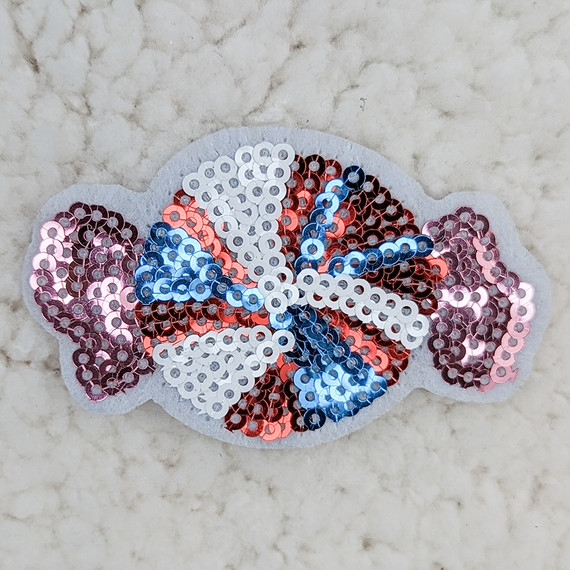 Candy Sequin HAT/POCKET Patch, colorful sequin decorated patch with a candy hat/ pocket design.