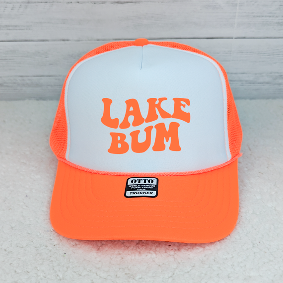 Lake Bum Hat/Pocket Neon Orange Screen Print Heat Transfer