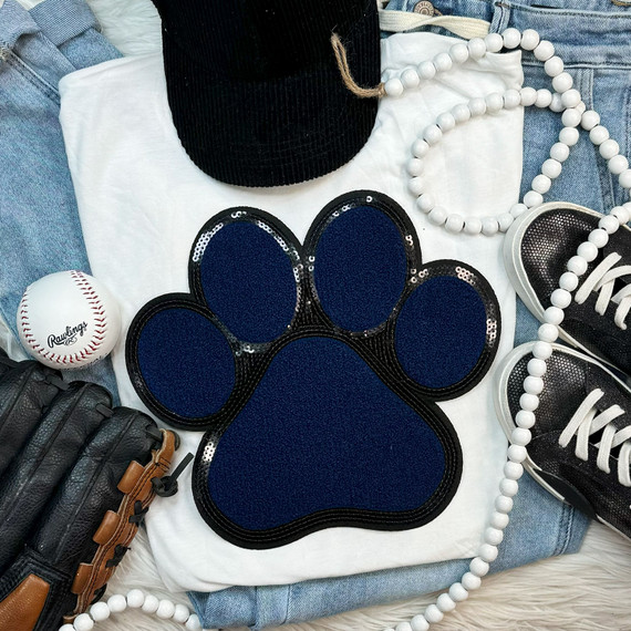 Dog Paw Navy Chenille Patch