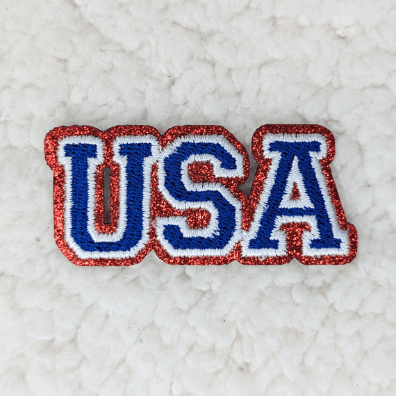 SMALL USA  Embroidered Glitter HAT/POCKET Patch