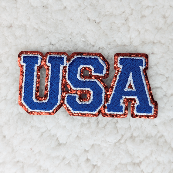 USA 3" Embroidered Glitter HAT/POCKET Patch