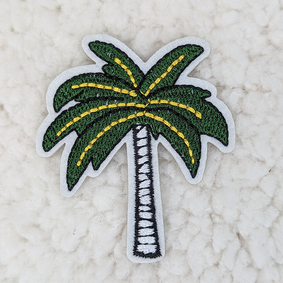 Dark Palm Tree Embroidered HAT/POCKET Patch