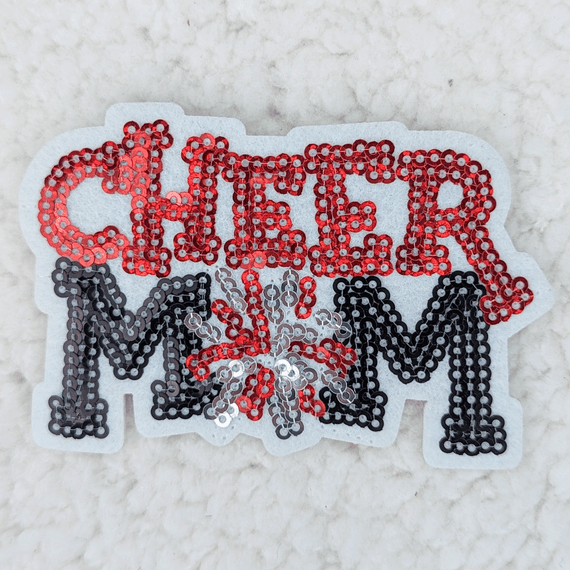 RED Sequin Cheer Mom HAT/POCKET Patch