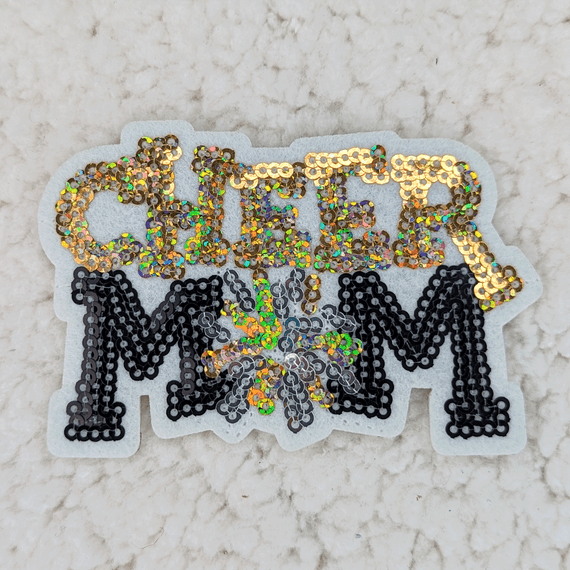 GOLD Sequin Cheer Mom HAT/POCKET Patch