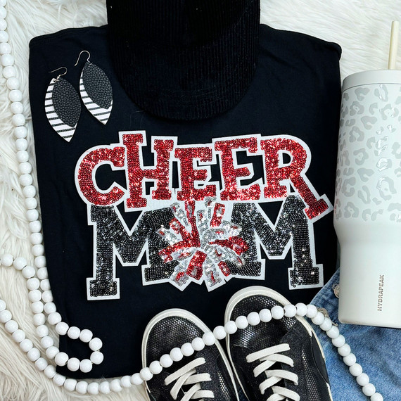 RED Sequin Cheer Mom Patch