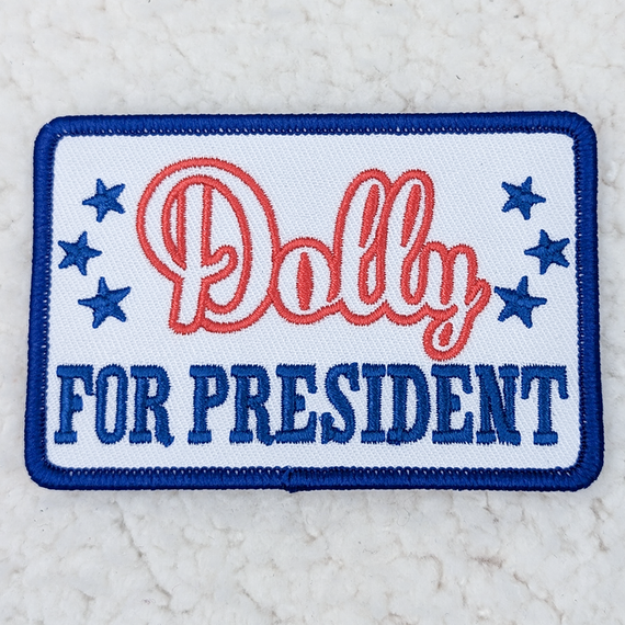 Dolly For President RED WHITE & BLUE Embroidered HAT/POCKET Patch