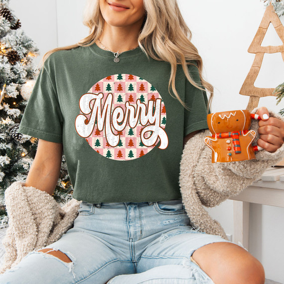 Checkered Merry DTF Heat Transfer