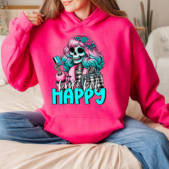Broke But Happy Skeleton DTF Heat Transfer