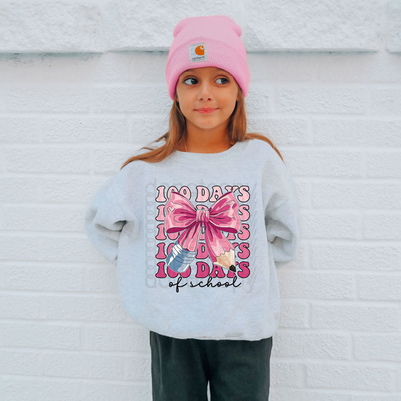 100 Days Of School Pink Coquette DTF Heat Transfer 