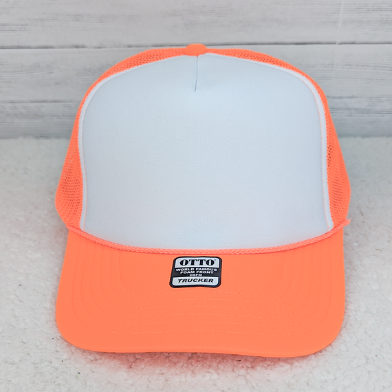 Neon Orange & White Foam Trucker Hat
